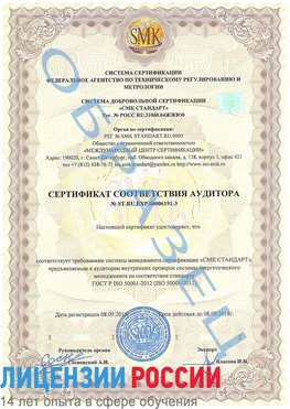 Образец сертификата соответствия аудитора №ST.RU.EXP.00006191-3 Белорецк Сертификат ISO 50001